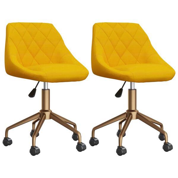 vidaXL Chaises &agrave; manger pivotantes lot de 2 jaune moutarde velours