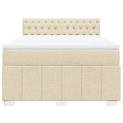 vidaXL Sommier à lattes de lit avec matelas Crème 140x190 cm Tissu