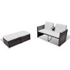 vidaXL Salon de jardin 4 pcs avec coussins R&eacute;sine tress&eacute;e Marron
