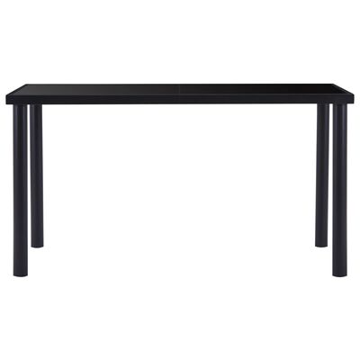 vidaXL Table de salle à manger Noir 140x70x75 cm Verre trempé