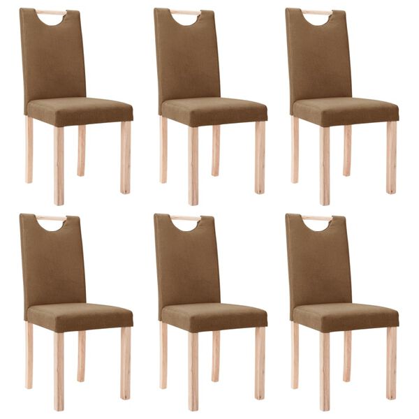 vidaXL Chaises &agrave; manger lot de 6 marron tissu