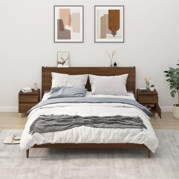 vidaXL Tables de chevet 2 pcs Chêne marron 40x35x50 cm