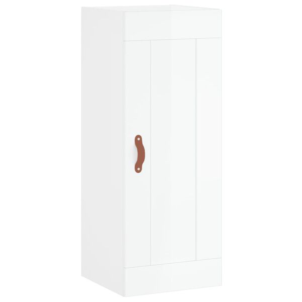 vidaXL Armoire murale blanc brillant 34,5x34x90 cm bois d'ing&eacute;nierie