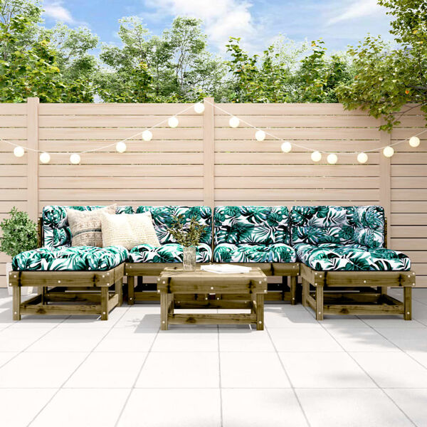 vidaXL Salon de jardin 7 pcs bois de pin impr&eacute;gn&eacute;