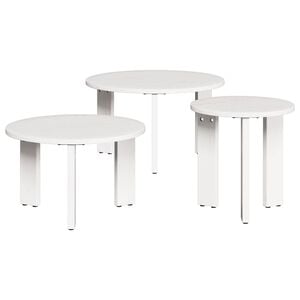 vidaXL Table basse 3 pc Blanc 47,5 x 47,5 x 27 cm Bois massif en pin