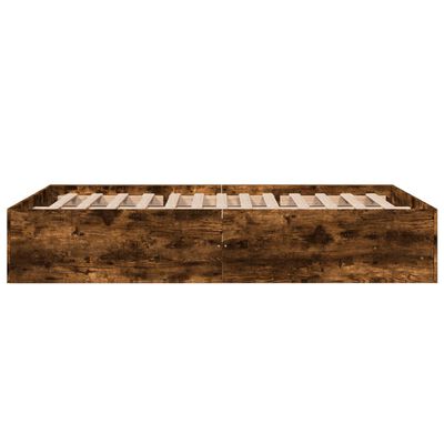 vidaXL Cadre de lit chêne fumé 120x190 cm bois d'ingénierie