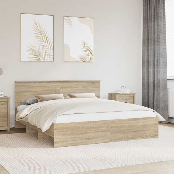 vidaXL Cadre de lit Ch&ecirc;ne Sonoma 180 x 200 cm Bois d'ing&eacute;nierie