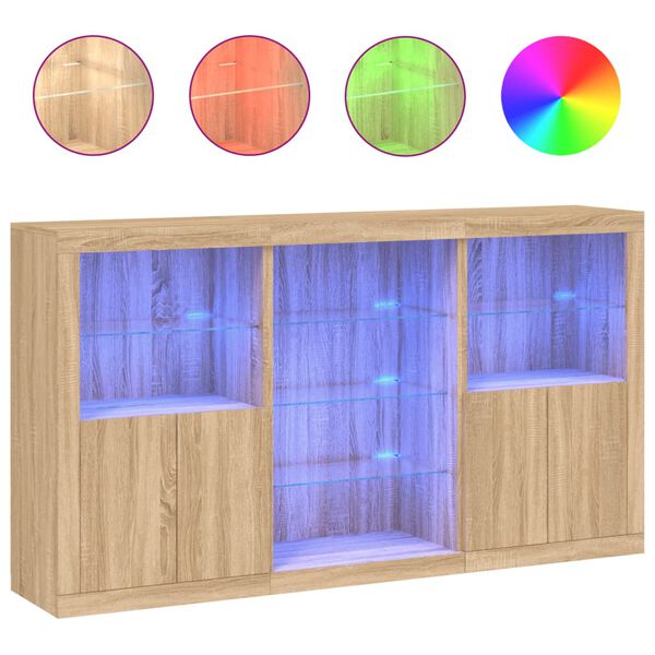 vidaXL Buffet avec lumières LED chêne sonoma 181,5x37x100 cm