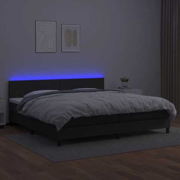 vidaXL Sommier &agrave; lattes de lit avec matelas et LED Noir 200x200 cm