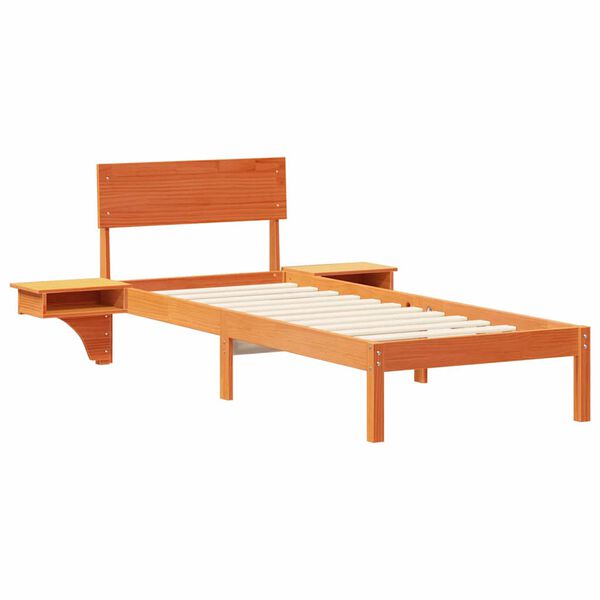 vidaXL Cadre de lit avec t&ecirc;te de lit Brun cire 75 x 190 cm Pin massif