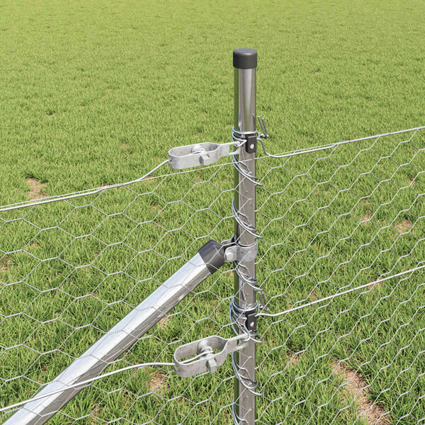 vidaXL Cl&ocirc;ture avec poteaux Argent 0.5 x 10 m Acier recouvert de PVC