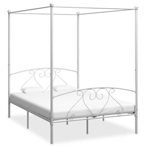 vidaXL Cadre de lit sans matelas avec baldaquin blanc 140x200 cm m&eacute;tal