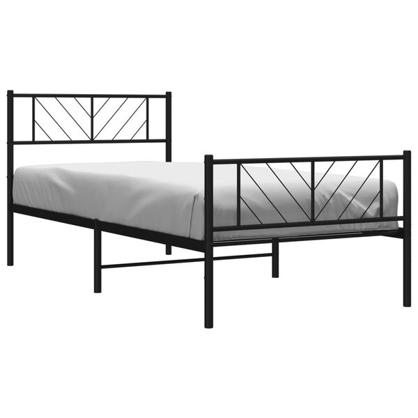 vidaXL Cadre de lit m&eacute;tal sans matelas et pied de lit noir 100x200 cm