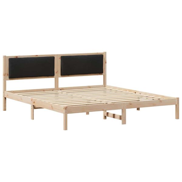 vidaXL Cadre de lit avec t&ecirc;te de lit Noir 200 x 200 cm Pin massif