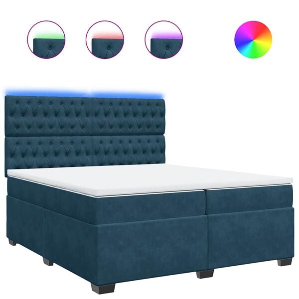 vidaXL Sommier &agrave; lattes de lit et matelas Bleu 200x200 cm velours