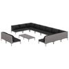 vidaXL Salon de jardin 13 pcs avec coussins R&eacute;sine tress&eacute;e Gris fonc&eacute;