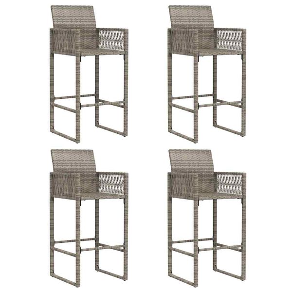 vidaXL Ensemble de bar de jardin 5 pcs sans coussins gris poly rotin