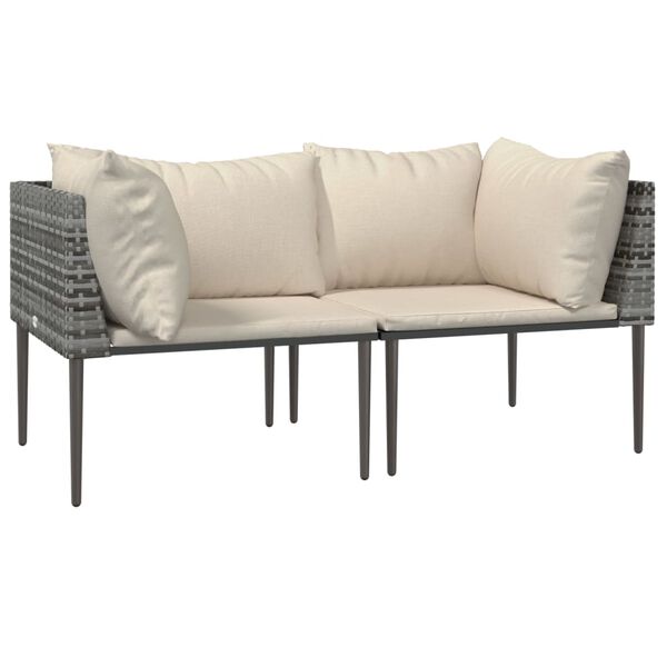 vidaXL Canap&eacute;s d'angle de jardin et coussins 2 pcs gris r&eacute;sine tress&eacute;e