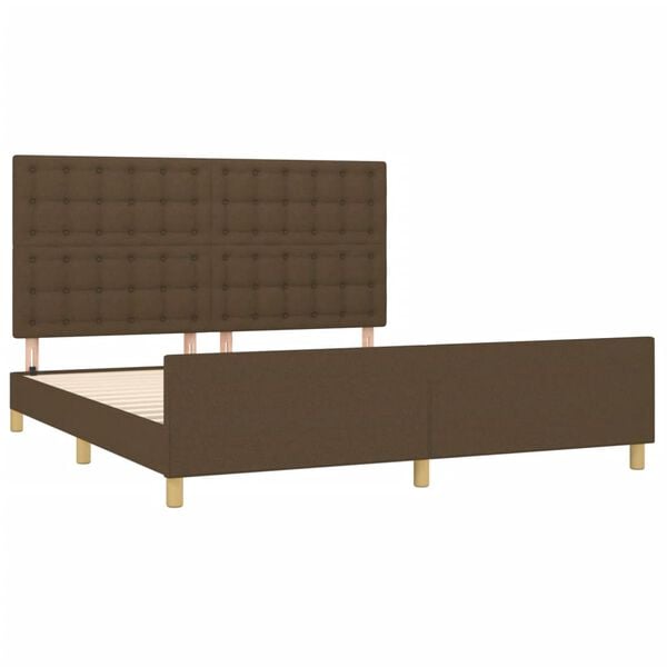vidaXL Cadre de lit sans matelas marron fonc&eacute; tissu