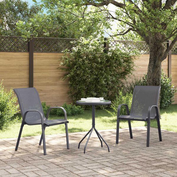vidaXL Ensemble bistro de jardin 3 pcs Gris Acier