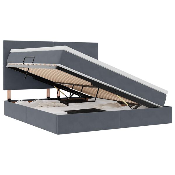 vidaXL Lit avec rangement et matelas Gris fonc&eacute; 180 x 200 cm Velours