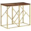 vidaXL Table console doré acier inoxydable et bois de mélèze massif