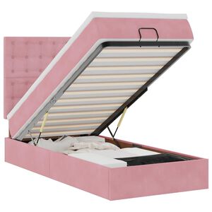 vidaXL Cadre de lit ottoman avec matelas rose 90x200 cm velours