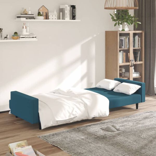 vidaXL Canap&eacute;-lit &agrave; 2 places Bleu Velours