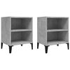 vidaXL Tables de chevet pieds en m&eacute;tal 2 pcs gris b&eacute;ton 40x30x50 cm