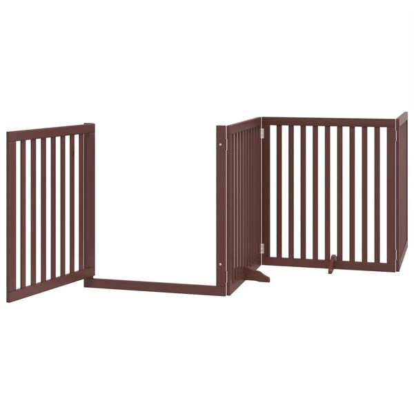 vidaXL Barri&egrave;re pour chiens avec porte 4 panneaux bois de peuplier