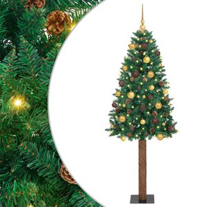 vidaXL Sapin de No&euml;l mince Vert 180 cm PVC et bois de pin massif
