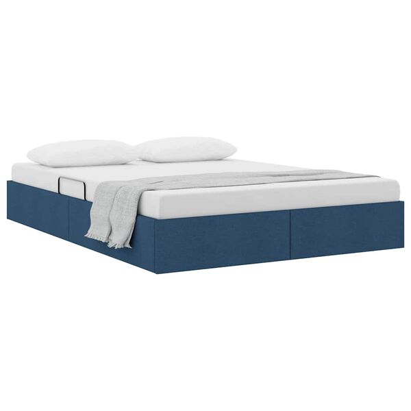 vidaXL Lit de Rangement avec t&ecirc;te de lit Bleu 140 x 200 cm tissu