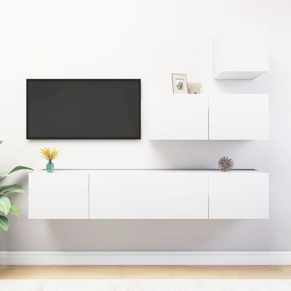 vidaXL Ensemble de meubles TV 4 pcs Blanc Bois d'ing&eacute;nierie