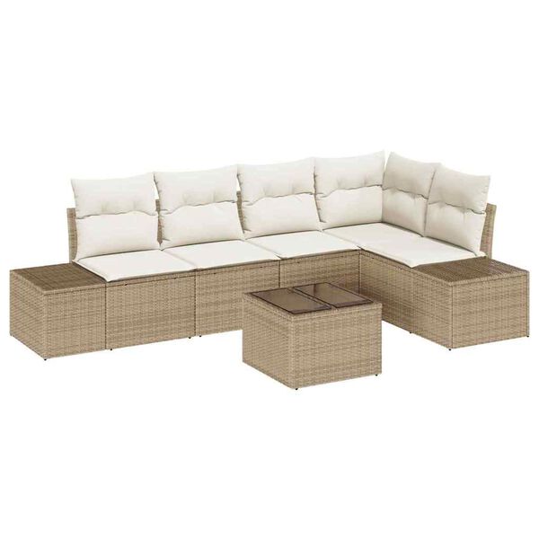 vidaXL Ensemble de canap&eacute; de jardin Beige et cr&egrave;me polyrotin