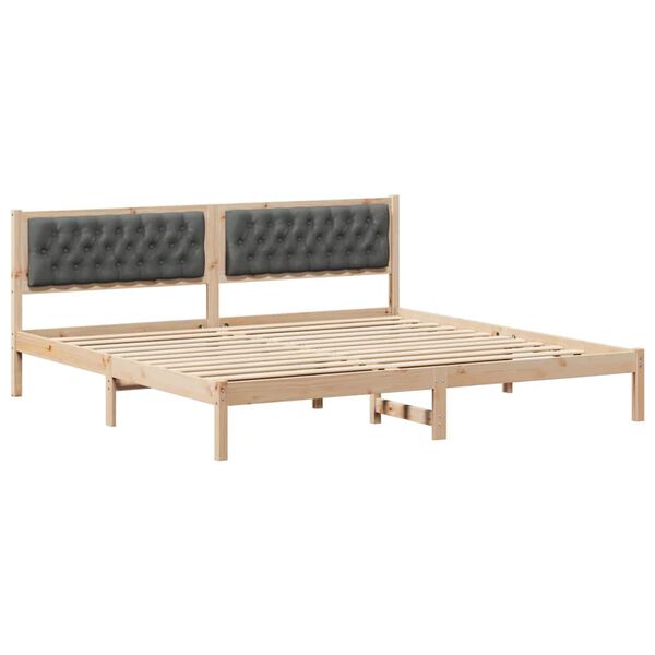 vidaXL Cadre de lit Gris fonc&eacute; 200 x 200 cm Pin massif