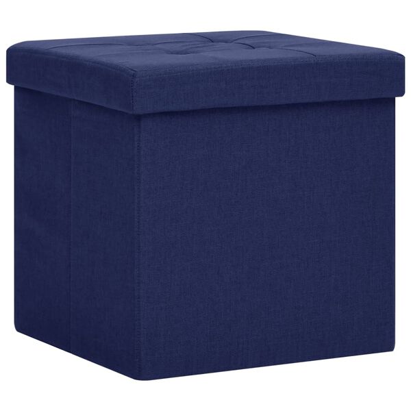 vidaXL Tabourets de rangement pliables lot de 2 bleu faux lin