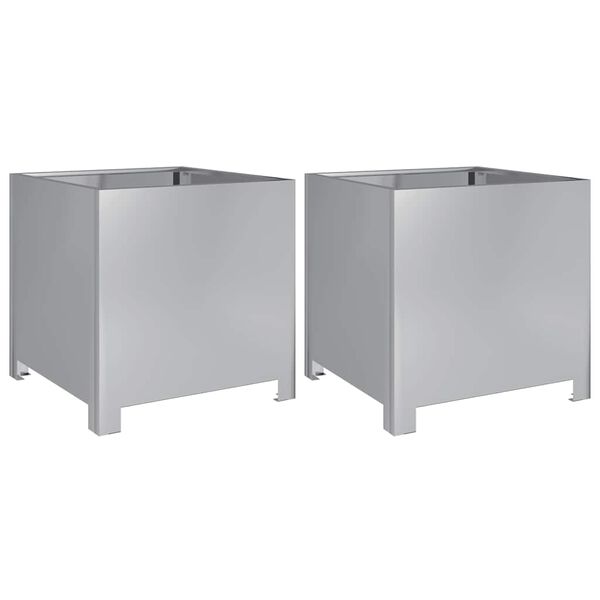 vidaXL Jardini&egrave;res 2 pcs 40x40x40 cm acier galvanis&eacute;