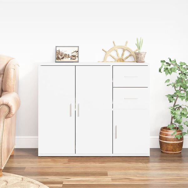 vidaXL Buffet Blanc 91x29,5x75 cm Bois d'ing&eacute;nierie