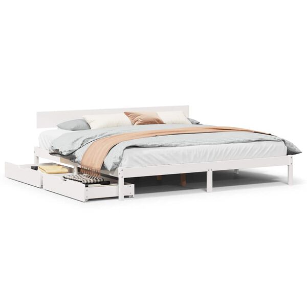 vidaXL Cadre de lit sans matelas blanc 180x200 cm bois massif de pin