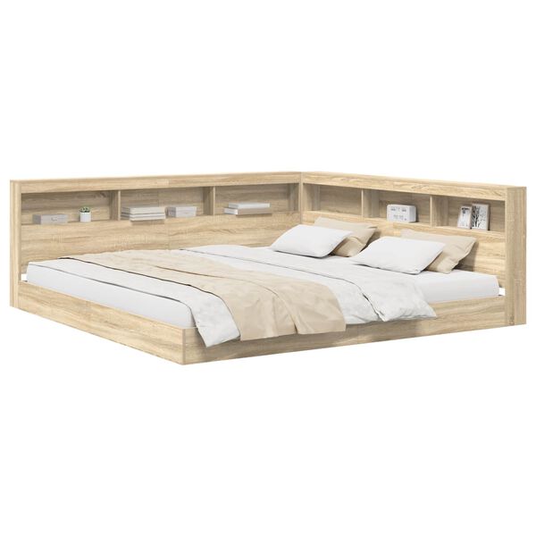 vidaXL Lit Biblioth&egrave;que Ch&ecirc;ne sonoma 180 x 200 cm Bois d'ing&eacute;nierie