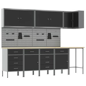 vidaXL Ensemble de placards de travail 12 pi&egrave;ces Noir et gris