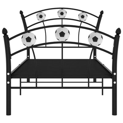 vidaXL Cadre de lit avec design de football Noir Métal 90x200 cm