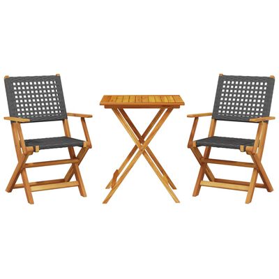 vidaXL Ensemble de bistro 3 pcs noir résine tressée et bois massif