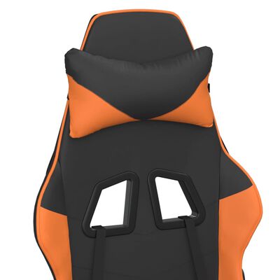 vidaXL Chaise de jeu avec repose-pied Noir et orange Similicuir