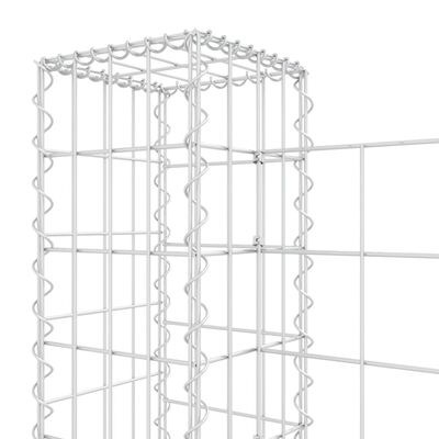 vidaXL Panier de gabion en forme de U avec 5 poteaux Fer 500x20x100 cm