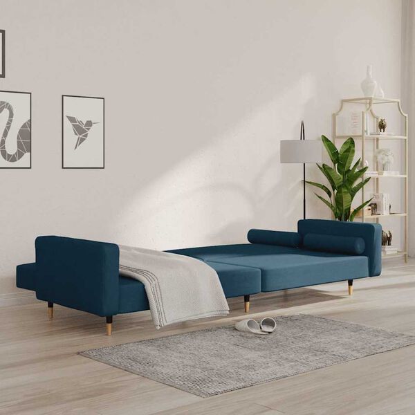 vidaXL Canap&eacute;-lit &agrave; 2 places avec deux oreillers Gris clair Velours