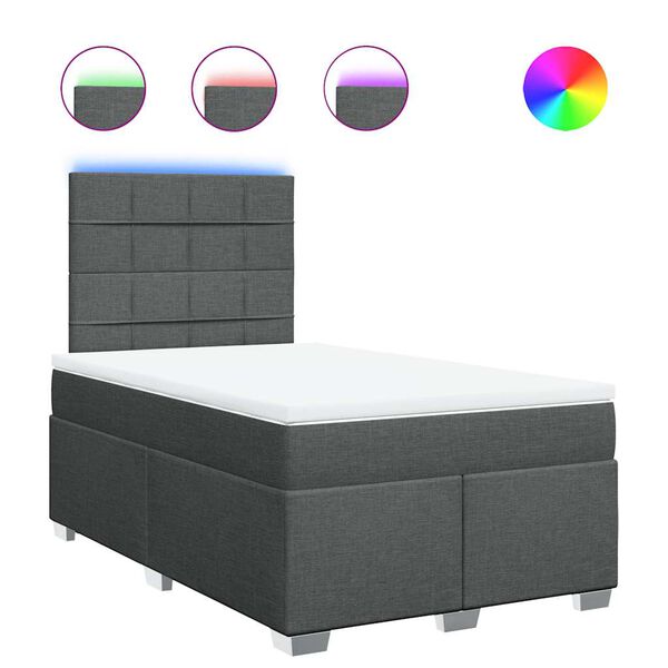 vidaXL Sommier &agrave; lattes de lit avec matelas Gris fonc&eacute; 120x200cm Tissu