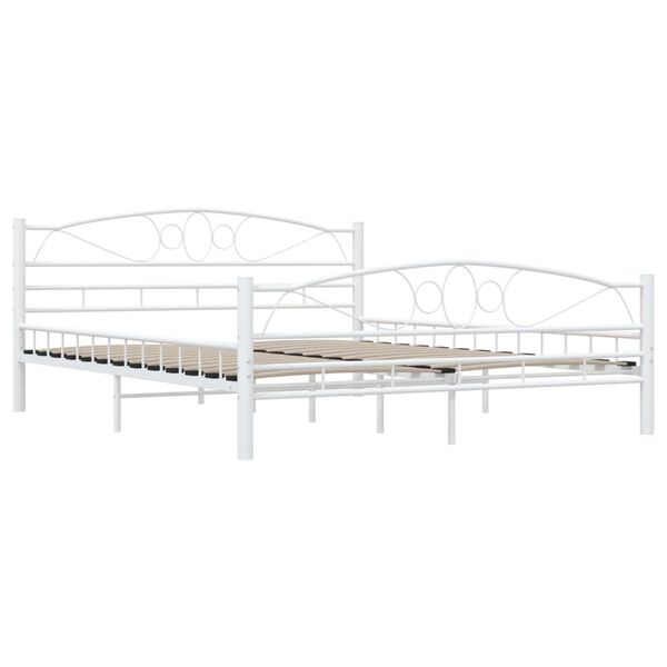 vidaXL Cadre de lit et t&ecirc;te de lit sans matelas blanc 160x200 cm m&eacute;tal