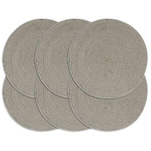 vidaXL Napperons 6 pcs Gris Plain 38 cm Rond Coton