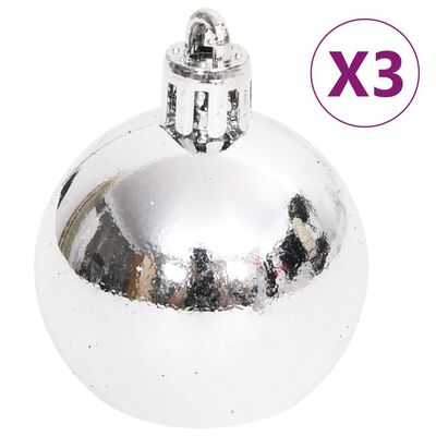 vidaXL Ensemble de boules de Noël 70 pcs Argenté et blanc